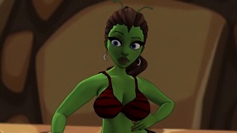 A Seductive Alien With A Large Buttocks Emerges From A Portal To Engage In Sexual Activity With A Black Man, Utilizing Ai Technology For Enhanced Vocal Experiences