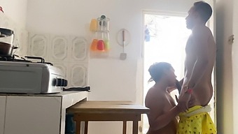 Stepbrother'S Kitchen Invasion: Wife Gets Ass Fucked And Left Open