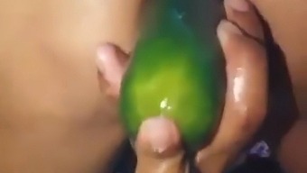 Stepmom Flaunts Her Open Ass While Using A Big Cucumber