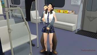 A Middle-Aged Man Inappropriately Touches A Young Asian Girl On Public Transportation