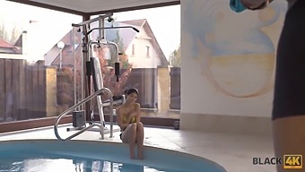Black4k Video Features Poolside Sex With A Slender Brunette And A Black Man