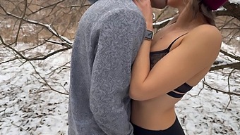 Wife Enjoys A Snowy Public Threesome With Husband And Friend